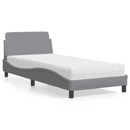 Bed with Mattress "Dover" Light Grey Single Fabric