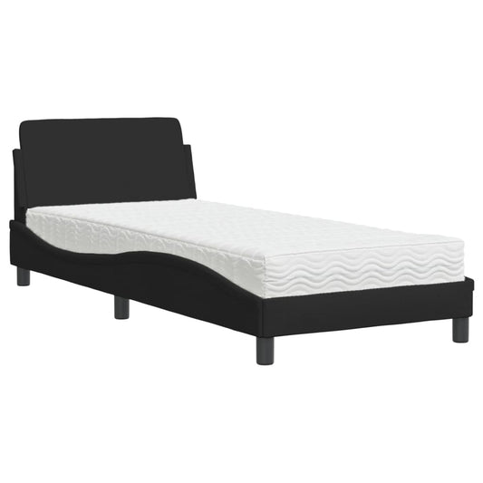 Bed with Mattress "Dover" Black Single Fabric
