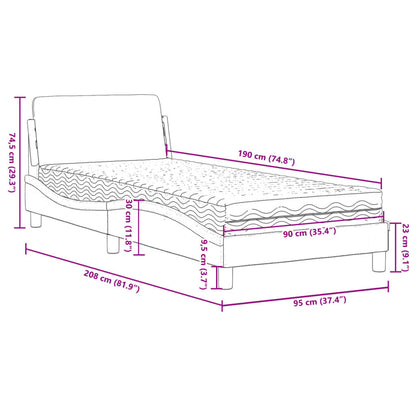 Bed with Mattress "Dover" Light Grey Single Velvet
