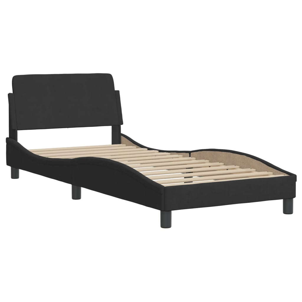 Bed with Mattress "Dover" Black Single Velvet
