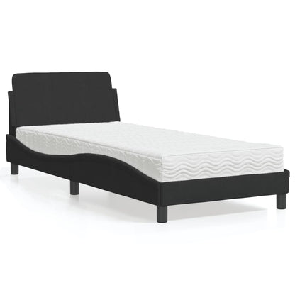Bed with Mattress "Dover" Black Single Velvet