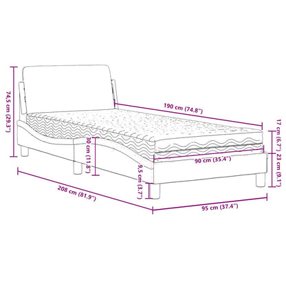Bed with Mattress "Dover" Black Single Faux Leather