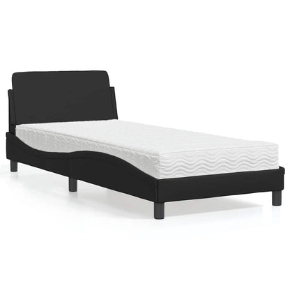 Bed with Mattress "Dover" Black Single Faux Leather