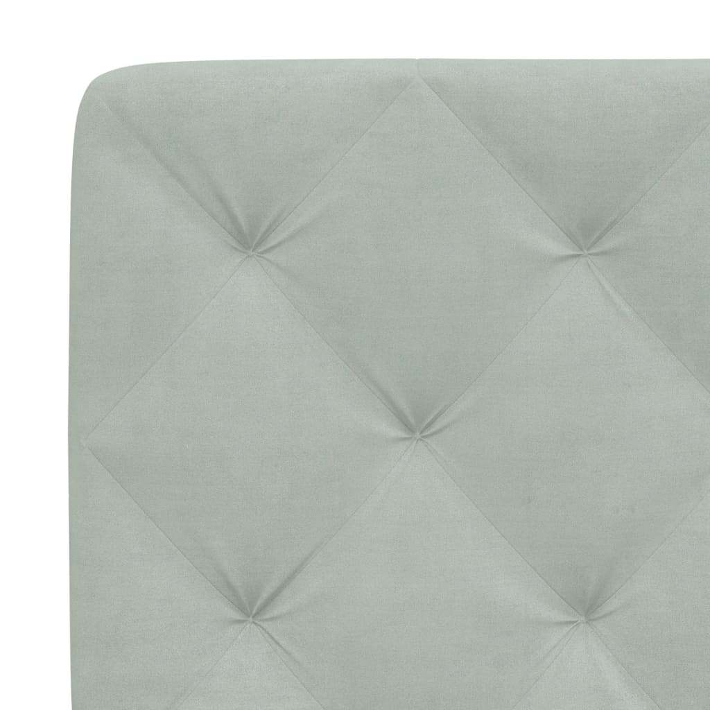 Bed Frame with LED without Mattress Light Gray 39.4"x74.8" Velvet