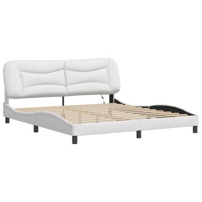 Bed Frame with LED without Mattress "Hvar" White 76"x79.9