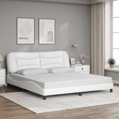 Bed Frame with LED without Mattress "Hvar" White 76"x79.9