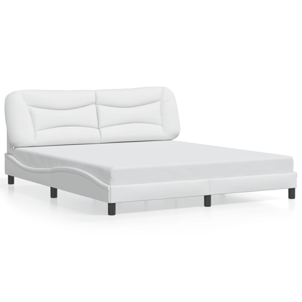 Bed Frame with LED without Mattress "Hvar" White 76"x79.9