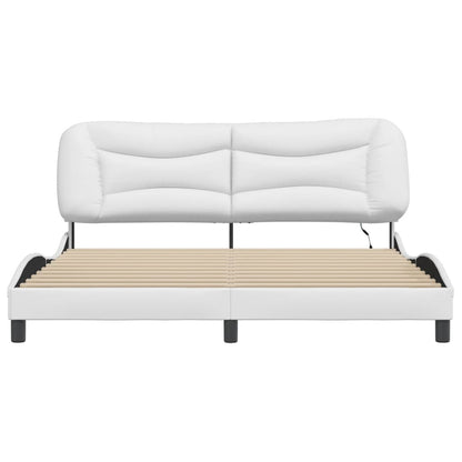 Bed Frame with LED without Mattress "Hvar" White 76"x79.9