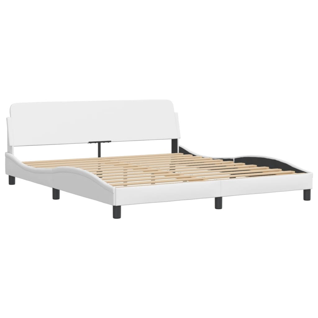Bed Frame with LED without Mattress "Hvar" White 76"x79.9