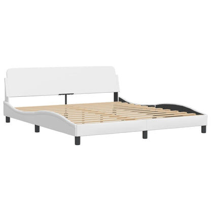 Bed Frame with LED without Mattress "Hvar" White 76"x79.9