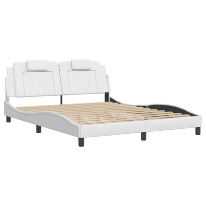 Bed Frame "Viana" with LED without Mattress White 59.8"x79.9