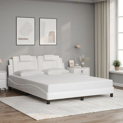 Bed Frame "Viana" with LED without Mattress White 59.8"x79.9