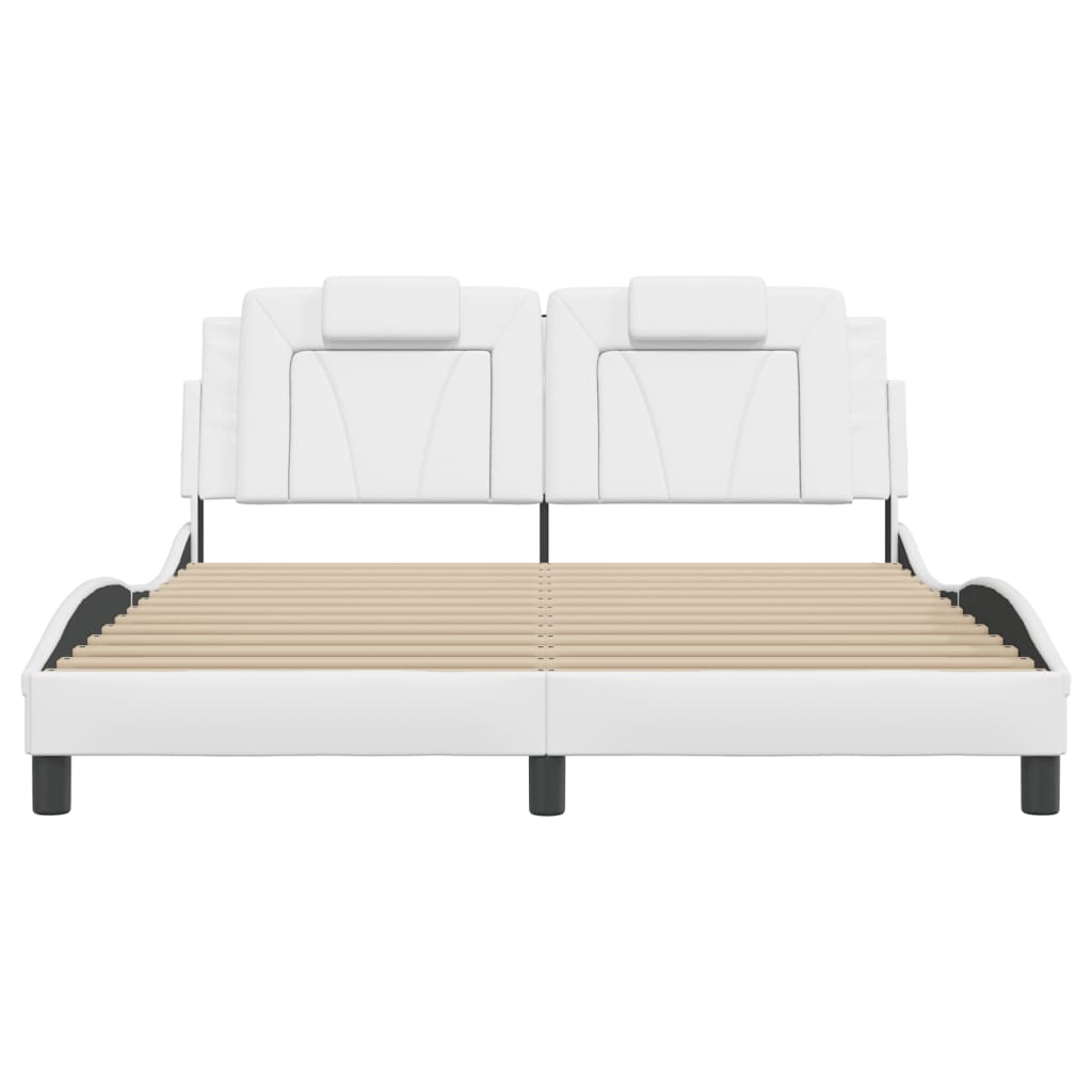 Bed Frame "Viana" with LED without Mattress White 59.8"x79.9