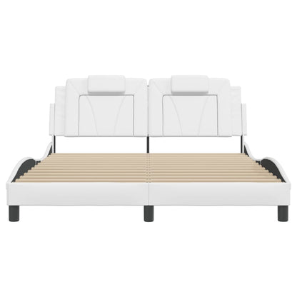 Bed Frame "Viana" with LED without Mattress White 59.8"x79.9