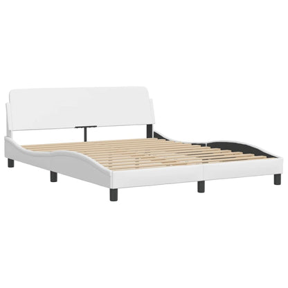 Bed Frame "Viana" with LED without Mattress White 59.8"x79.9