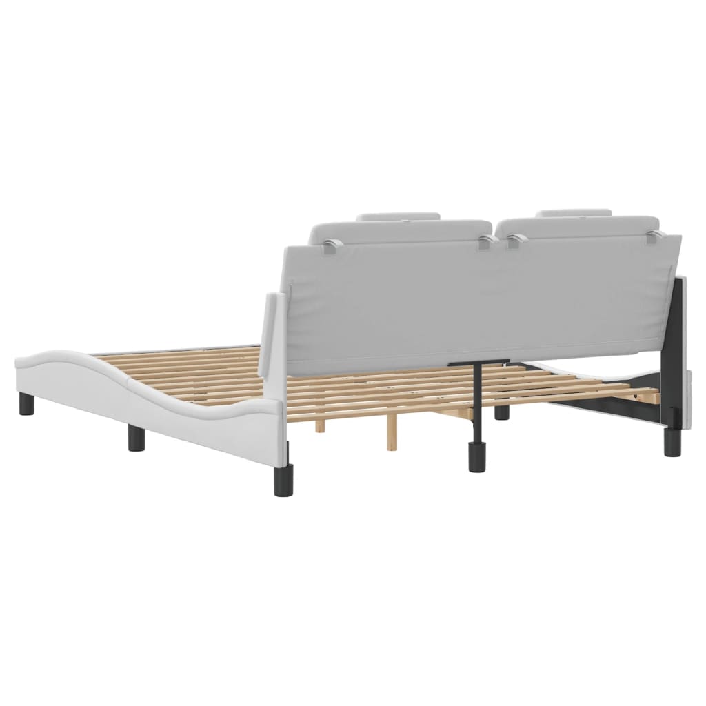 Bed Frame "Viana" with LED without Mattress White 59.8"x79.9
