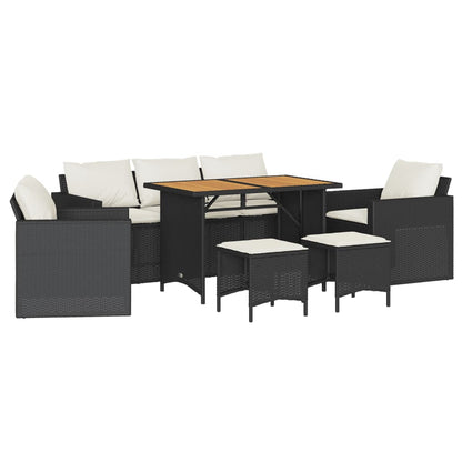 6 Piece Patio Sofa Set with Cushions Black Poly Rattan
