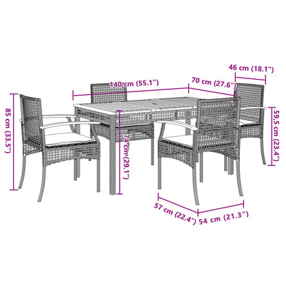 Garden Dining Set | Black | PE Rattan | 5 piece set