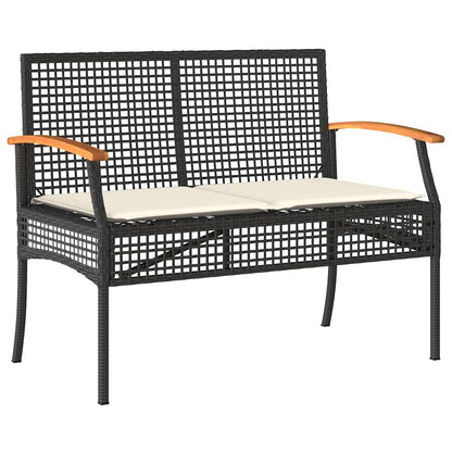 4 Piece Patio Dining Set with Cushions Black Poly Rattan