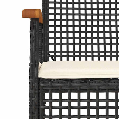 4 Piece Patio Dining Set with Cushions Black Poly Rattan