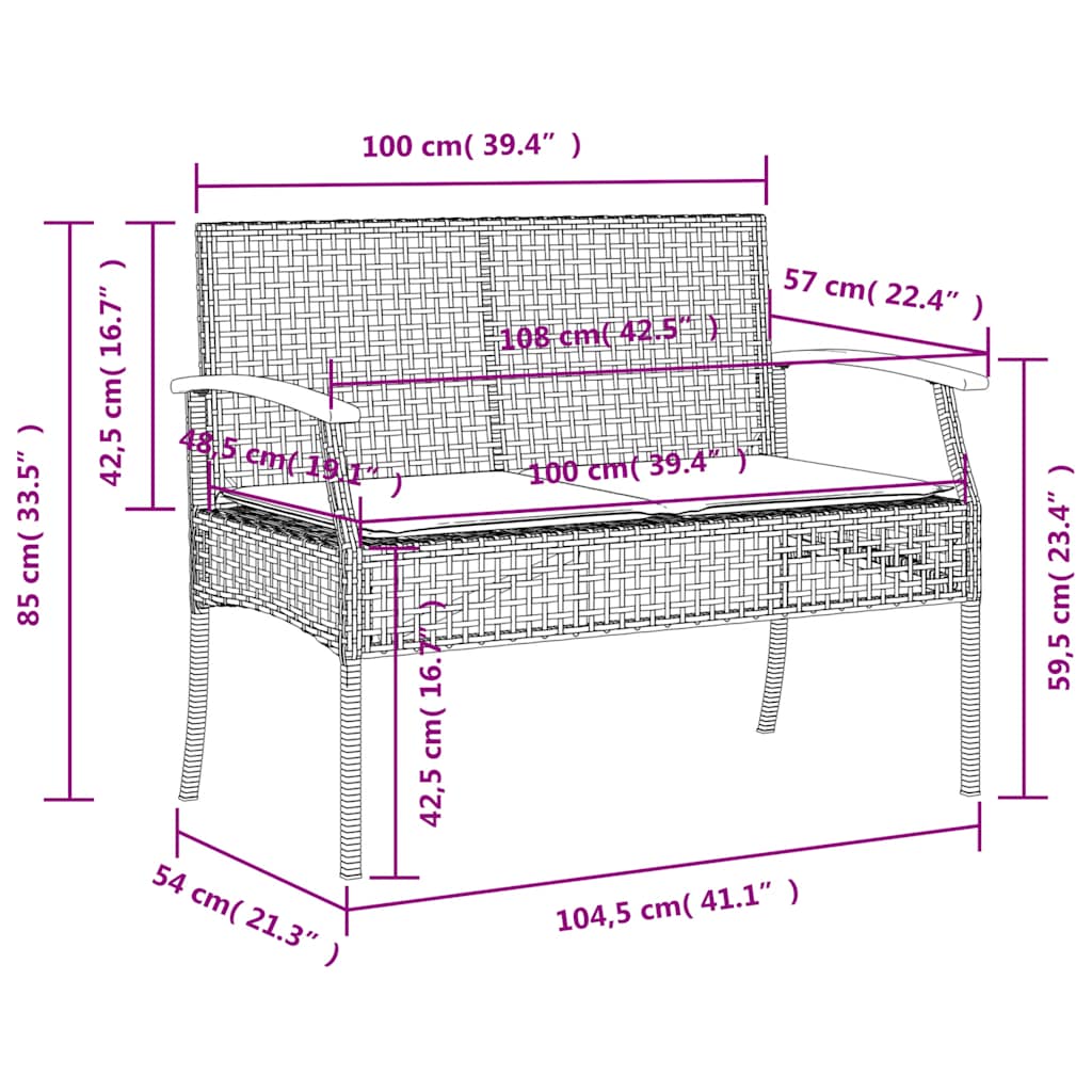 4 Piece Patio Dining Set with Cushions Black Poly Rattan