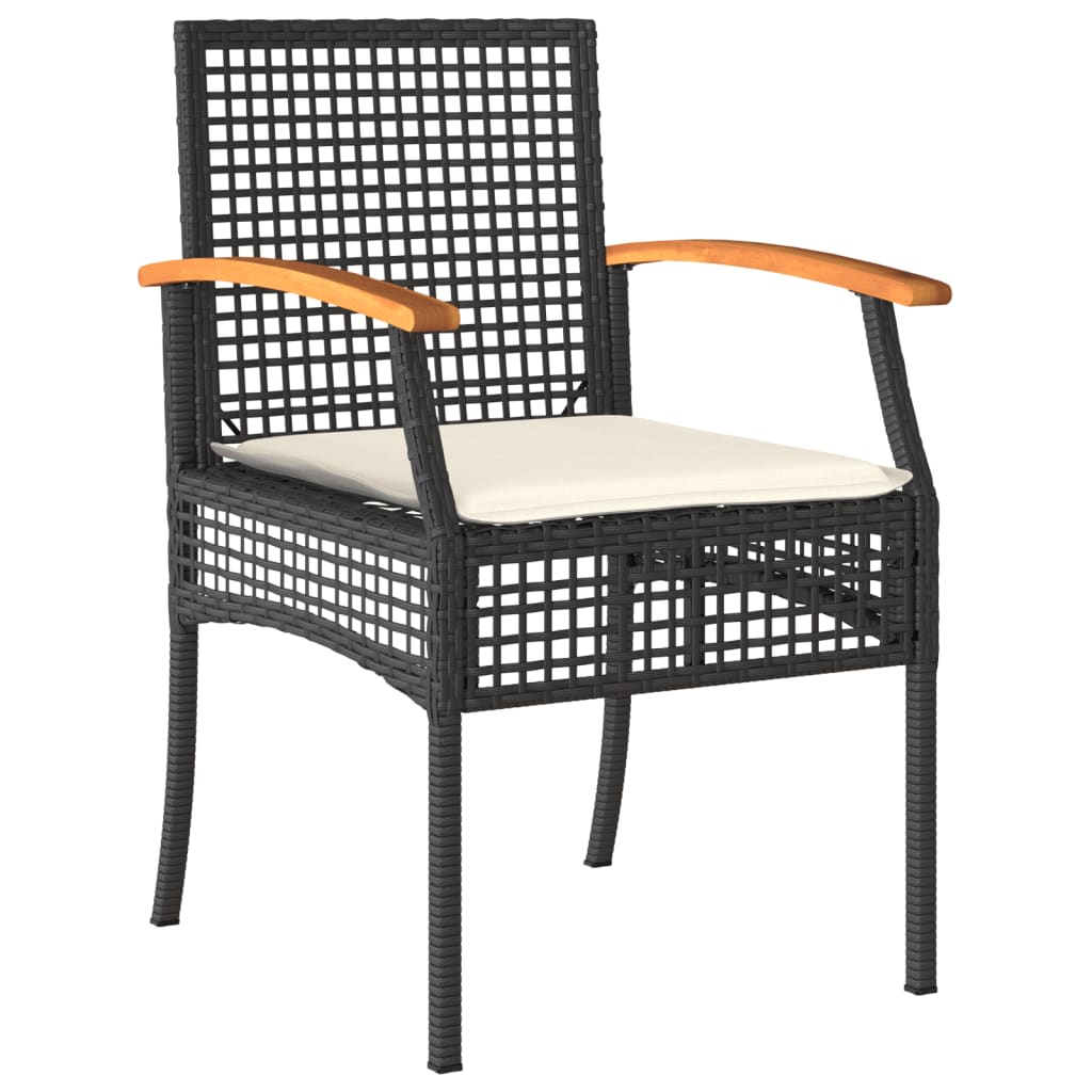 Garden Dining Set | Table: Black, Chair: Black, Cushion: Cream White