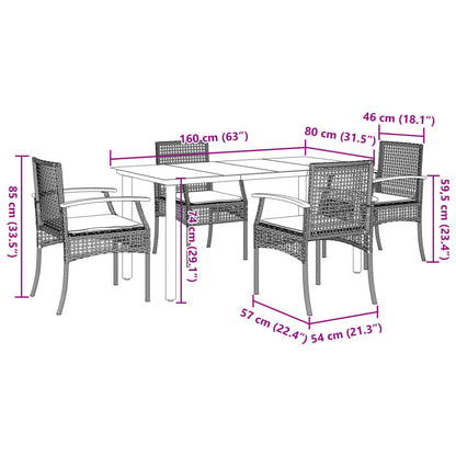 Garden Dining Set | Black | PE rattan | Five-piece set
