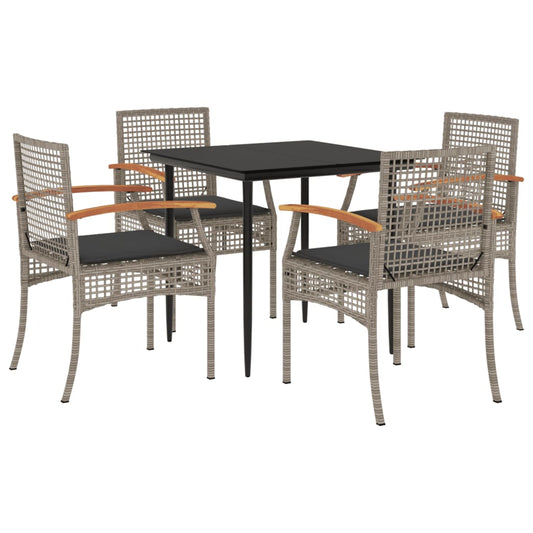 Garden Dining Set Grey PE rattan UV-resistant materials