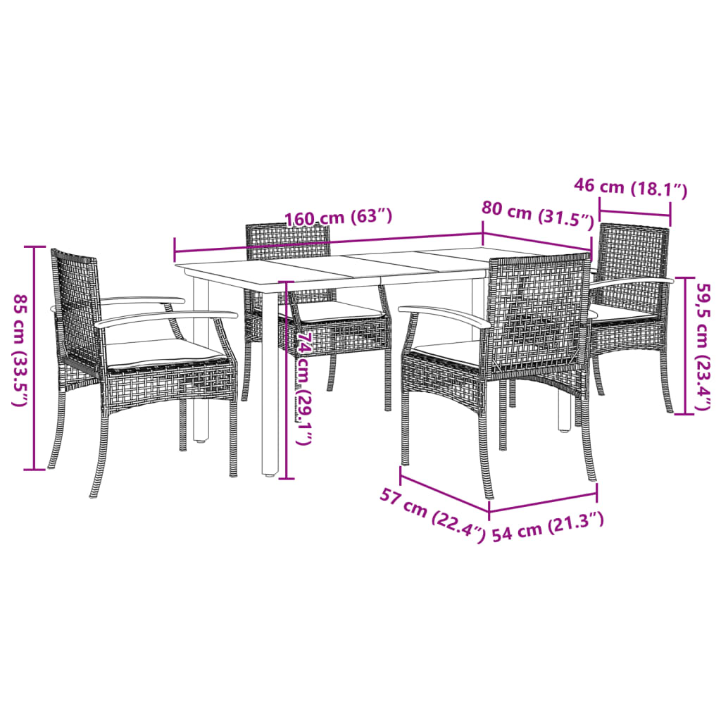 Garden Dining Set | Grey, Black