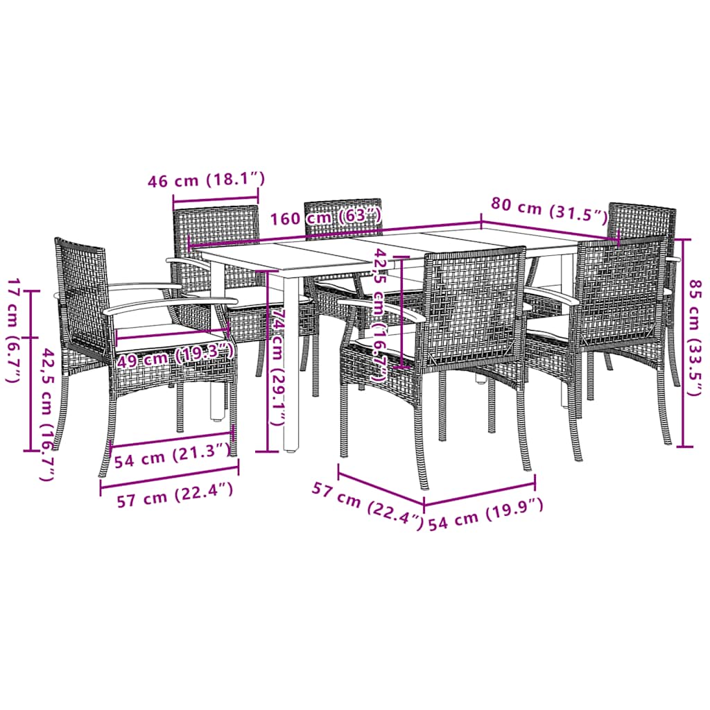 Garden Dining Set | Beige | PE Rattan | Standard | UV-resistant materials