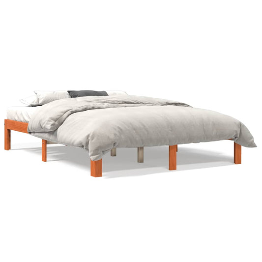 Bed Frame without Mattress Wax Brown 140x190 cm Solid Wood Pine
