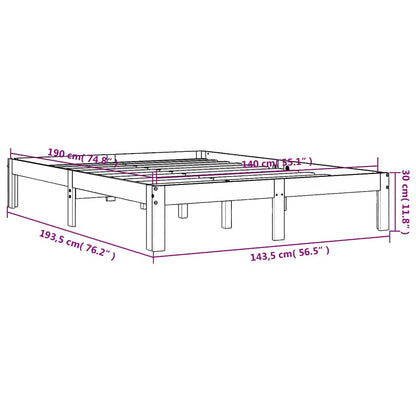 Bed Frame without Mattress Wax Brown 140x190 cm Solid Wood Pine
