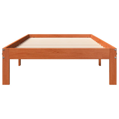 Bed Frame without Mattress Wax Brown 90x200 cm Solid Wood Pine