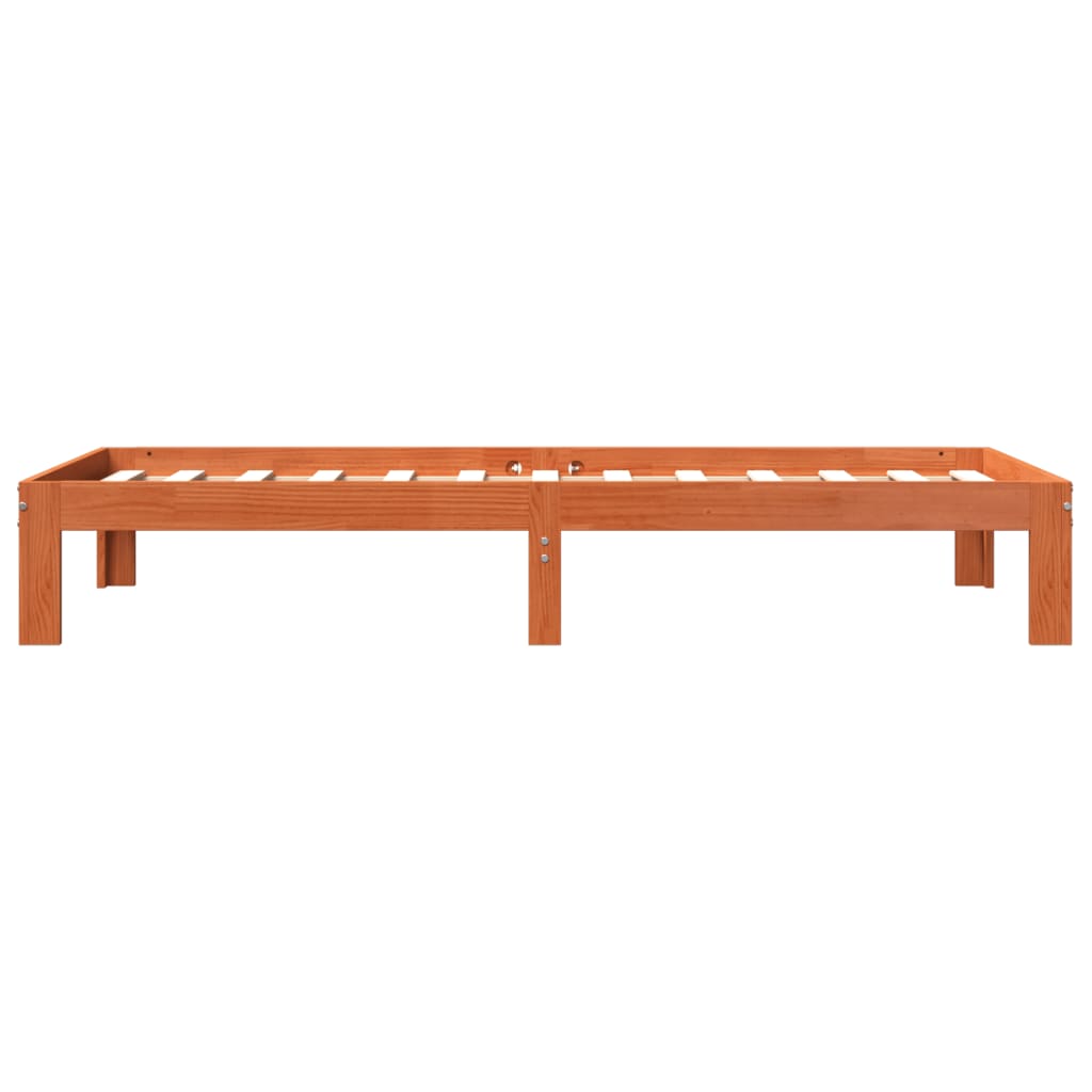 Bed Frame without Mattress Wax Brown 90x200 cm Solid Wood Pine