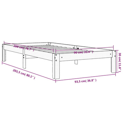 Bed Frame without Mattress Wax Brown 90x200 cm Solid Wood Pine