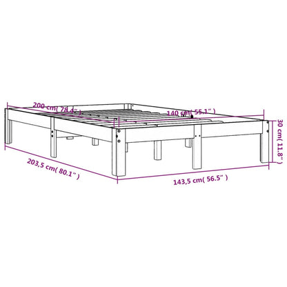 Bed Frame without Mattress Wax Brown 140x200 cm Solid Wood Pine
