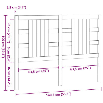 Headboard Wax Brown 135 cm Solid Wood Pine