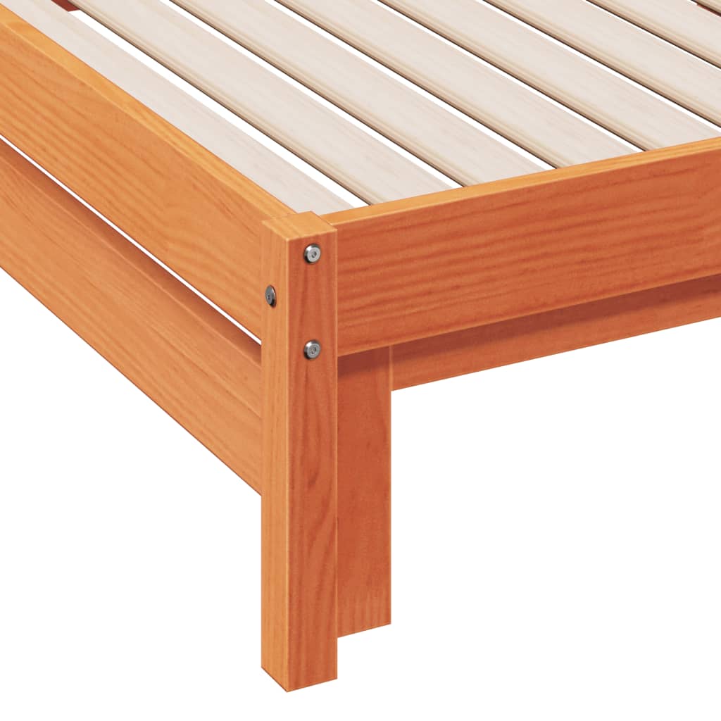 Day Bed with Trundle without Mattress Wax Brown 80x200 cm