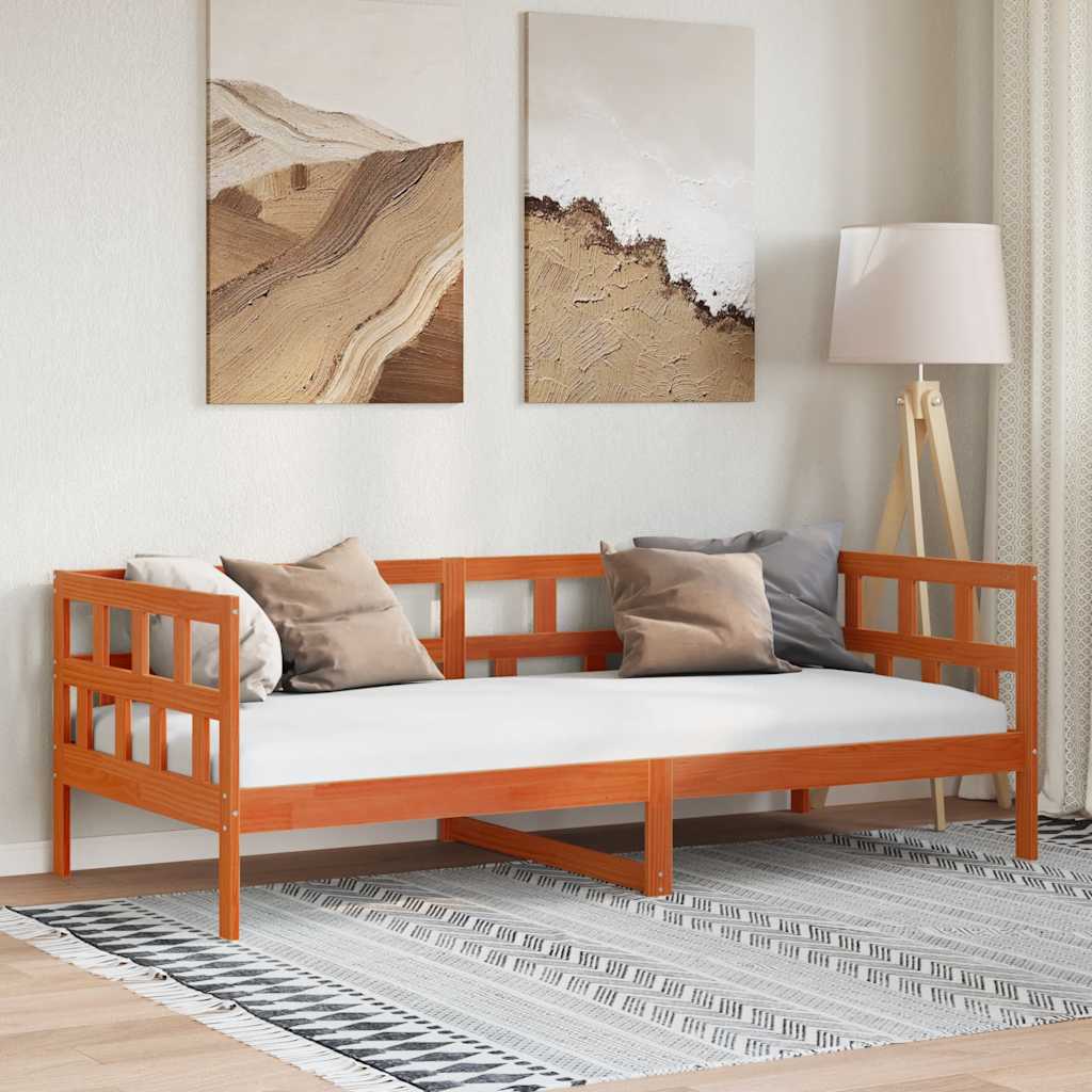 Day Bed without Mattress Wax Brown 90x200 cm Solid Wood Pine