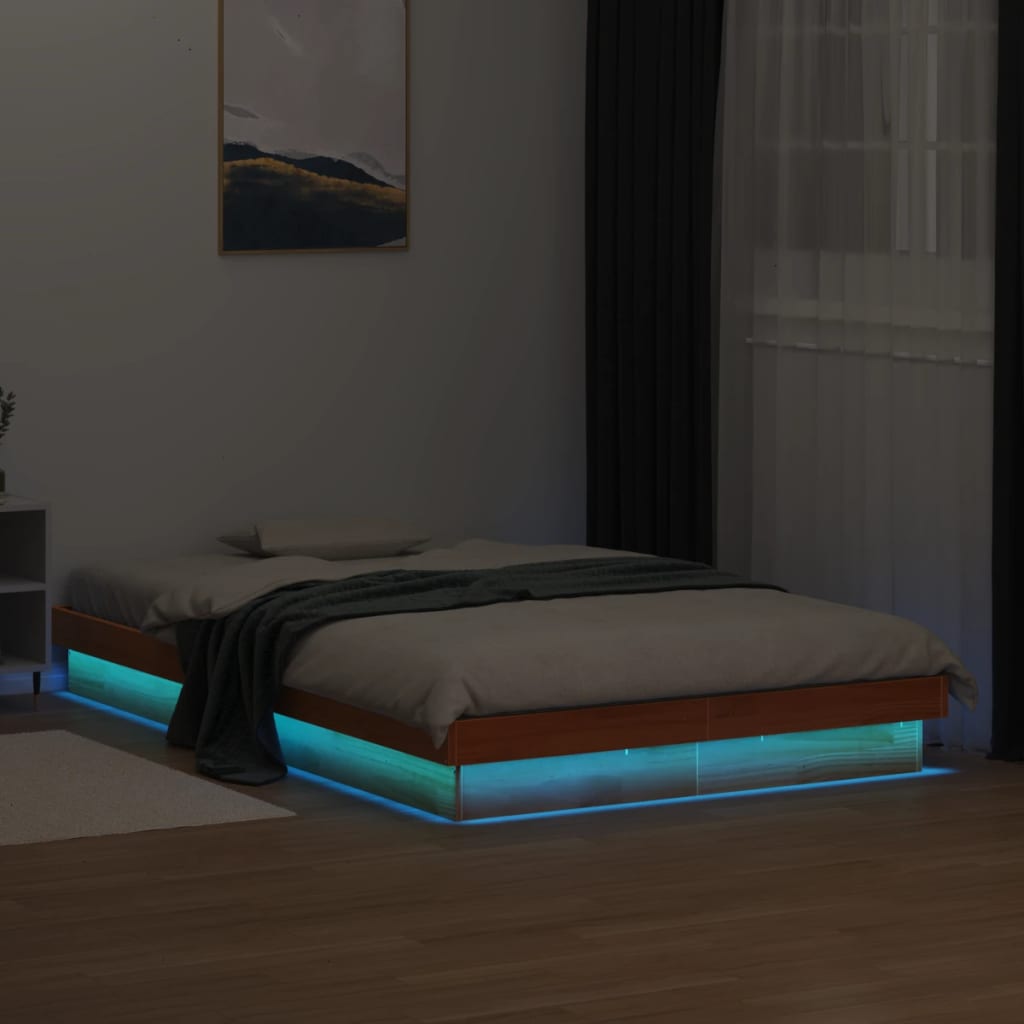 Bed Frame | Wax brown | Solid pine wood | Double | Bed Frame