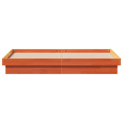 LED Bed Frame without Mattress Wax Brown 150x200 cm King Size Solid Wood