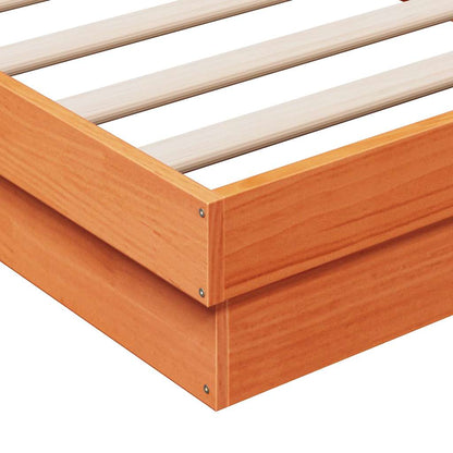 LED Bed Frame without Mattress Wax Brown 150x200 cm King Size Solid Wood