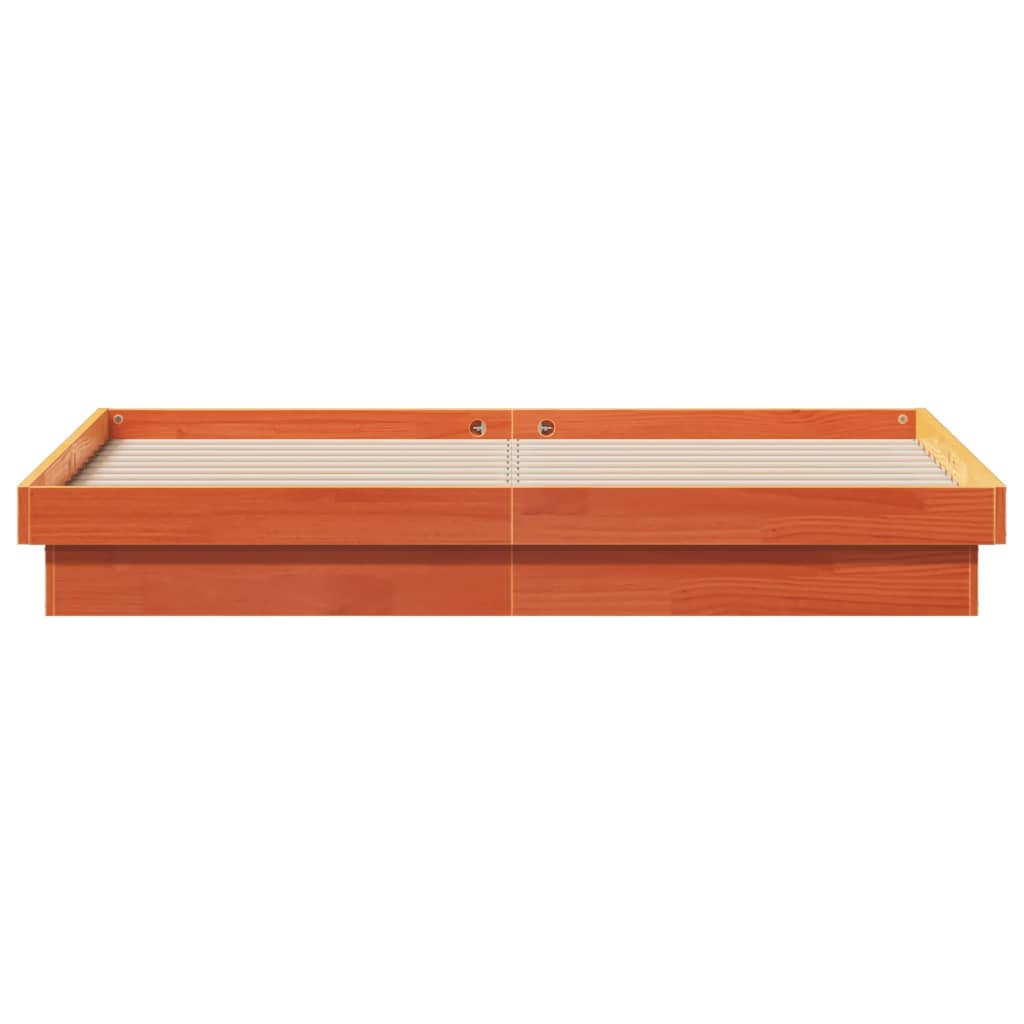 LED Bed Frame without Mattress Wax Brown 160x200 cm Solid Wood