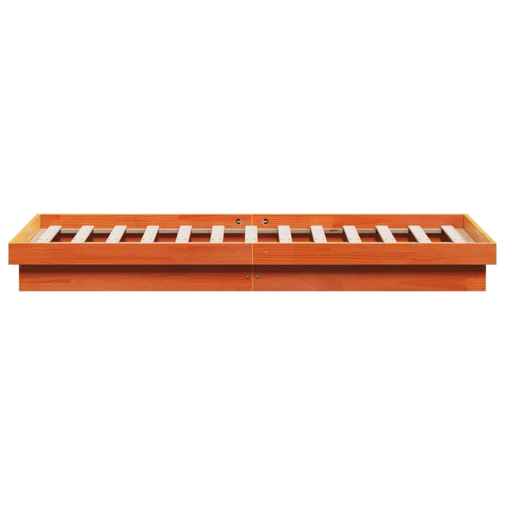 LED Bed Frame without Mattress Wax Brown 160x200 cm Solid Wood