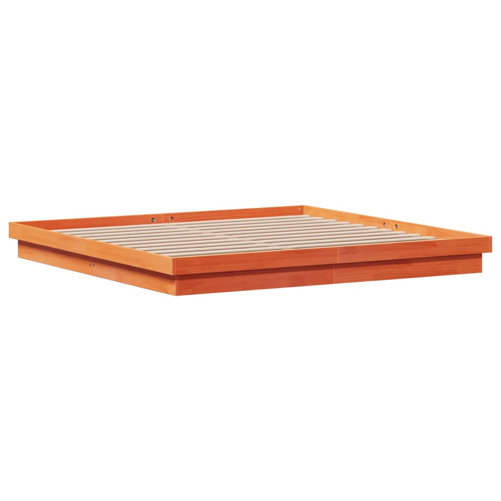 Bed Frame | Wax Brown | Solid Pine Wood, Plywood slats | Double