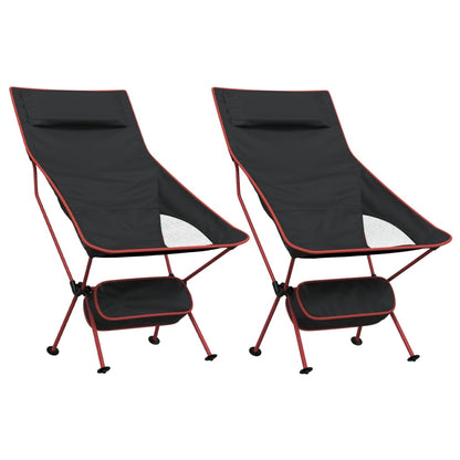 Foldable Camping Chairs 2 pcs Black Oxford Fabric and Aluminium