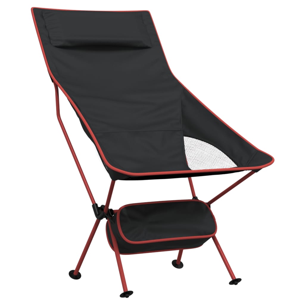 Foldable Camping Chairs 2 pcs Black Oxford Fabric and Aluminium