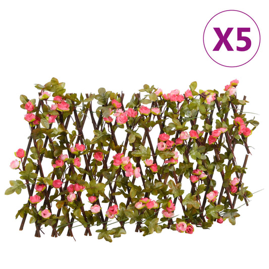  Artificial Ivy Trellis Expandable 5 pcs Dark Pink 180x20 cm