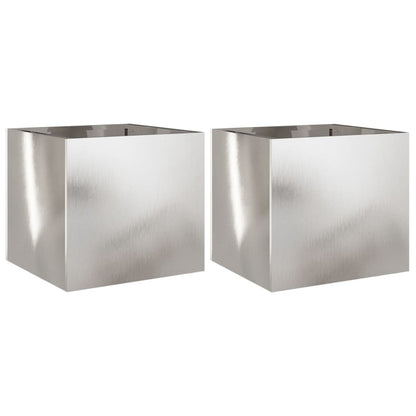 vidaXL Planter Set of 2 Silver Stainless Steel Medium Durable