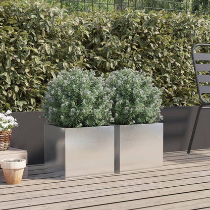 vidaXL Planter Set of 2 Silver Stainless Steel Medium Durable